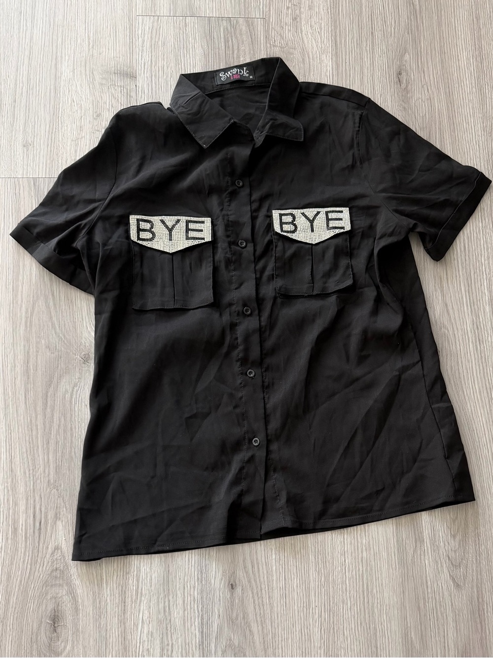 🖤 Women’s Black BYE BYE Statement Button Down Shirt 🖤